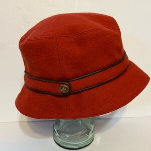 Coach Wool Blend with Double Black Rope around this Leatherware Bucket Hat